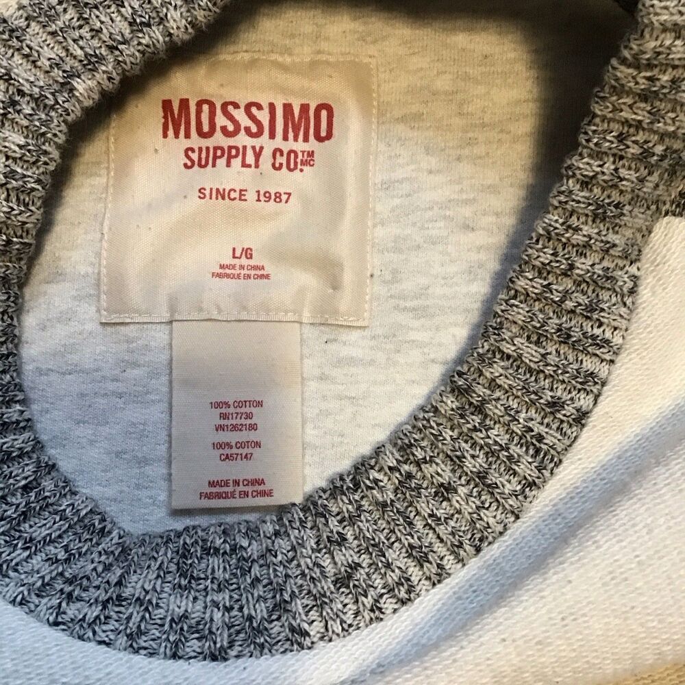 Mossimo Supply Co Off White Grey Pullover Sweatshirt Sweater Men’s Large Y2K - Picture 4 of 4